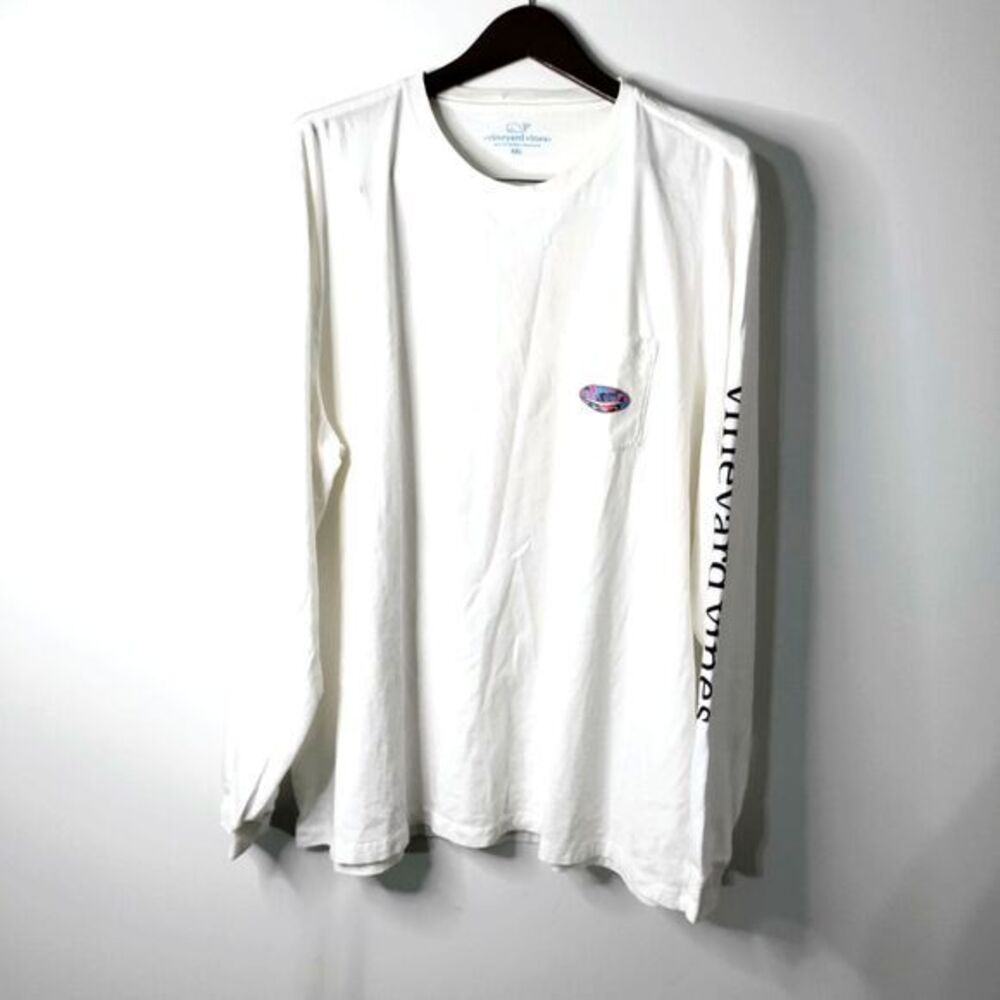 Vineyard Vines Long Sleeve Men XXL Whale Pullover Spellout Shirt Y2K Retro *READ - Picture 2 of 10